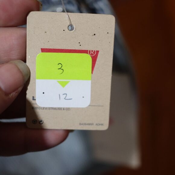 Levi’s Hickory Stripe Shortalls Overalls Crisscross Straps Juniors 13 NWT - Picture 14 of 16